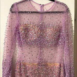 Lavender Hand Beaded Mini Dress